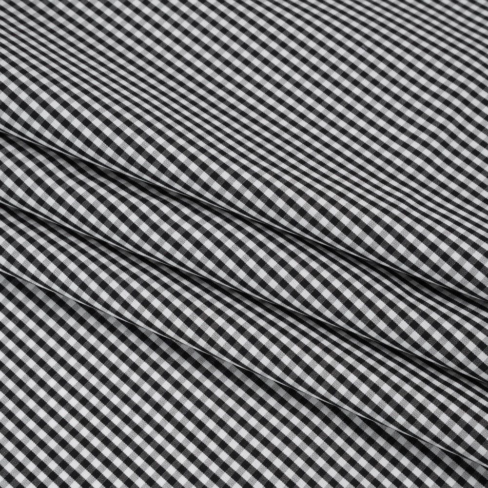 Cotton Gingham Shirting - Black and White Little Checks - Deadstock Folded