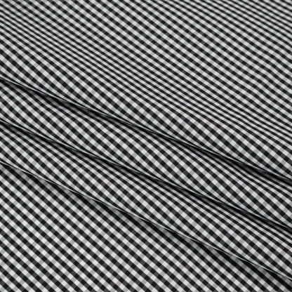 Cotton Gingham Shirting - Black and White Little Checks - Deadstock Folded