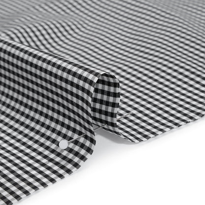 Cotton Gingham Shirting - Black and White Little Checks - Deadstock Detail