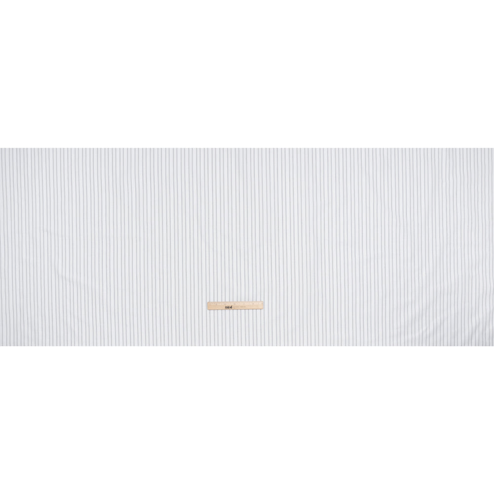 Cotton Oxford Shirting - Navy Blue, Pale Gray and White Shadow Stripes - Deadstock - Full