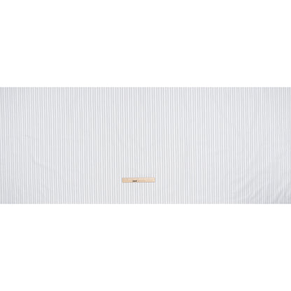 Cotton Oxford Shirting - Navy Blue, Pale Gray and White Shadow Stripes - Deadstock