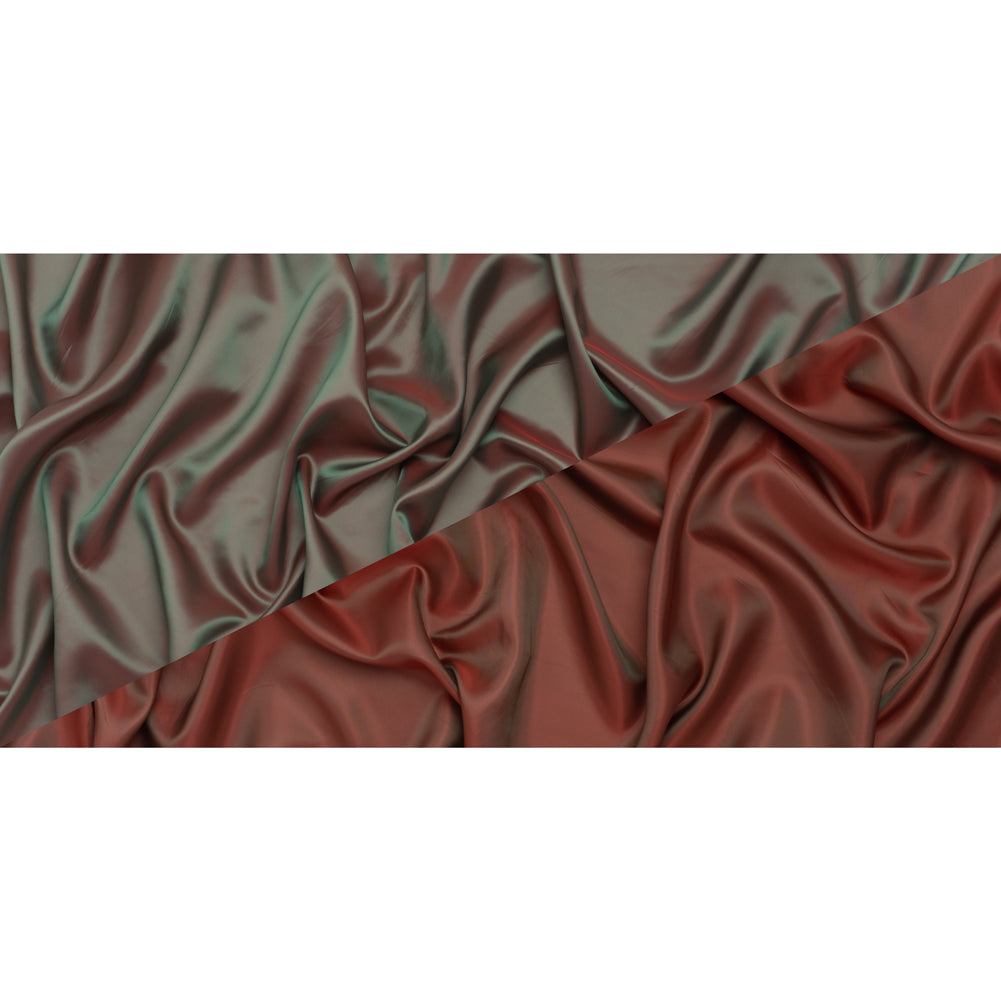 Polyester Twill Lining - Red and Green Iridescent - Deadstock - Full