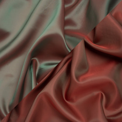 Polyester Twill Lining - Red and Green Iridescent - Deadstock