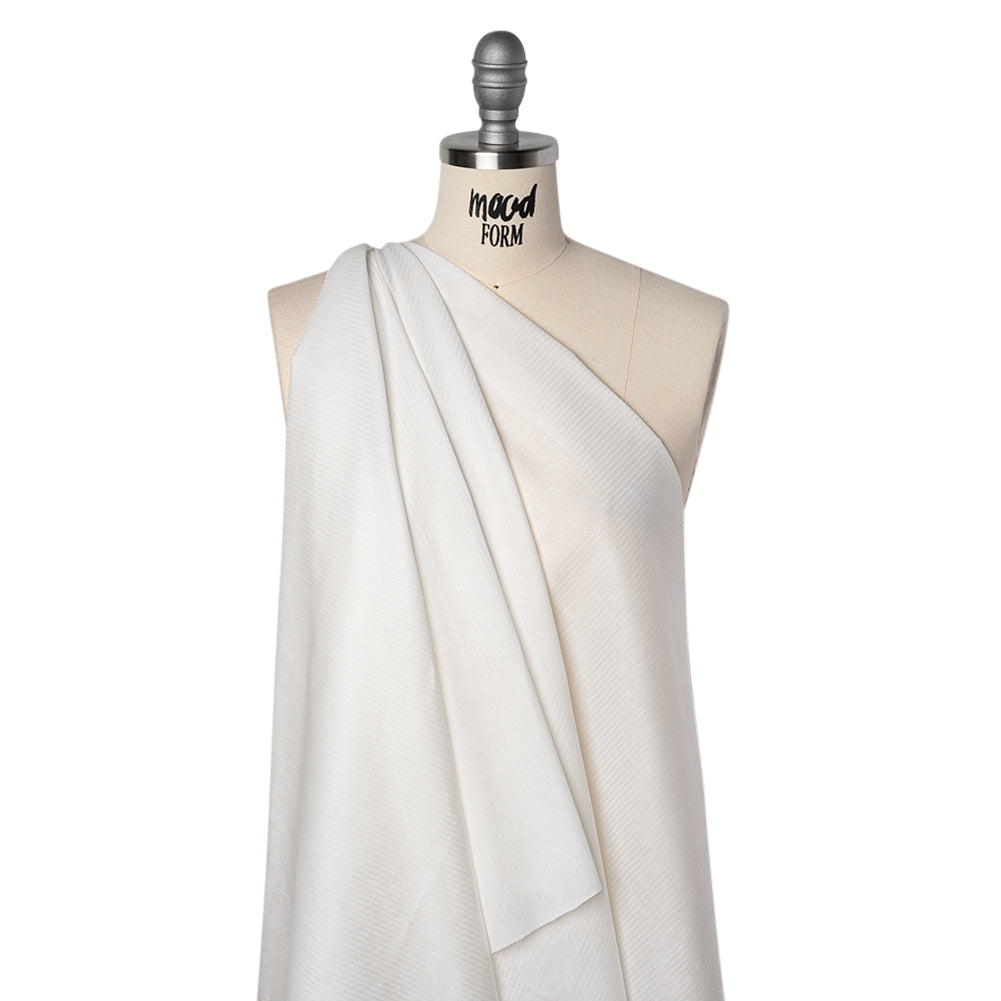 Cotton Herringbone Twill - White - Deadstock - Drape