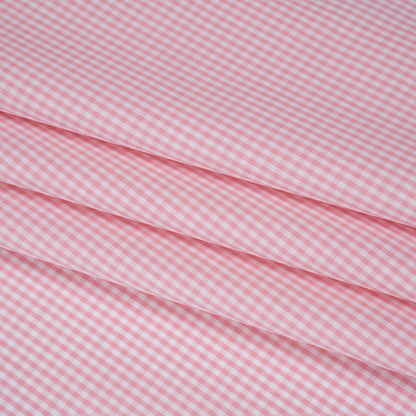 Cotton Gingham Shirting - Light Pink and White Tiny Checks - Deadstock
