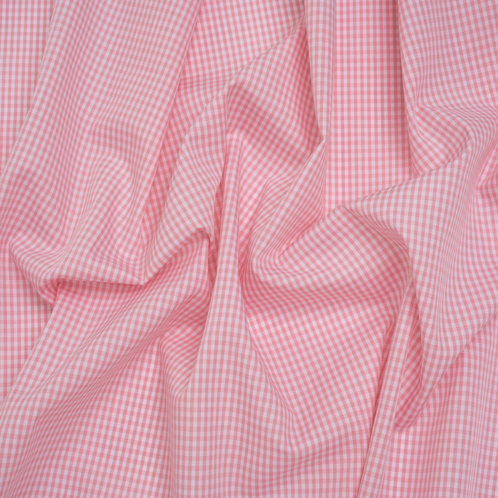 Cotton Gingham Shirting - Light Pink and White Tiny Checks - Deadstock