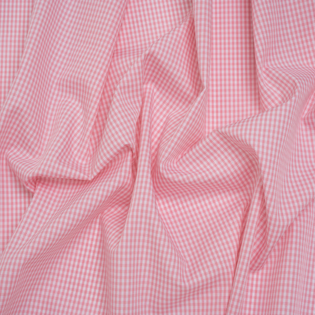 Cotton Gingham Shirting - Light Pink and White Tiny Checks - Deadstock