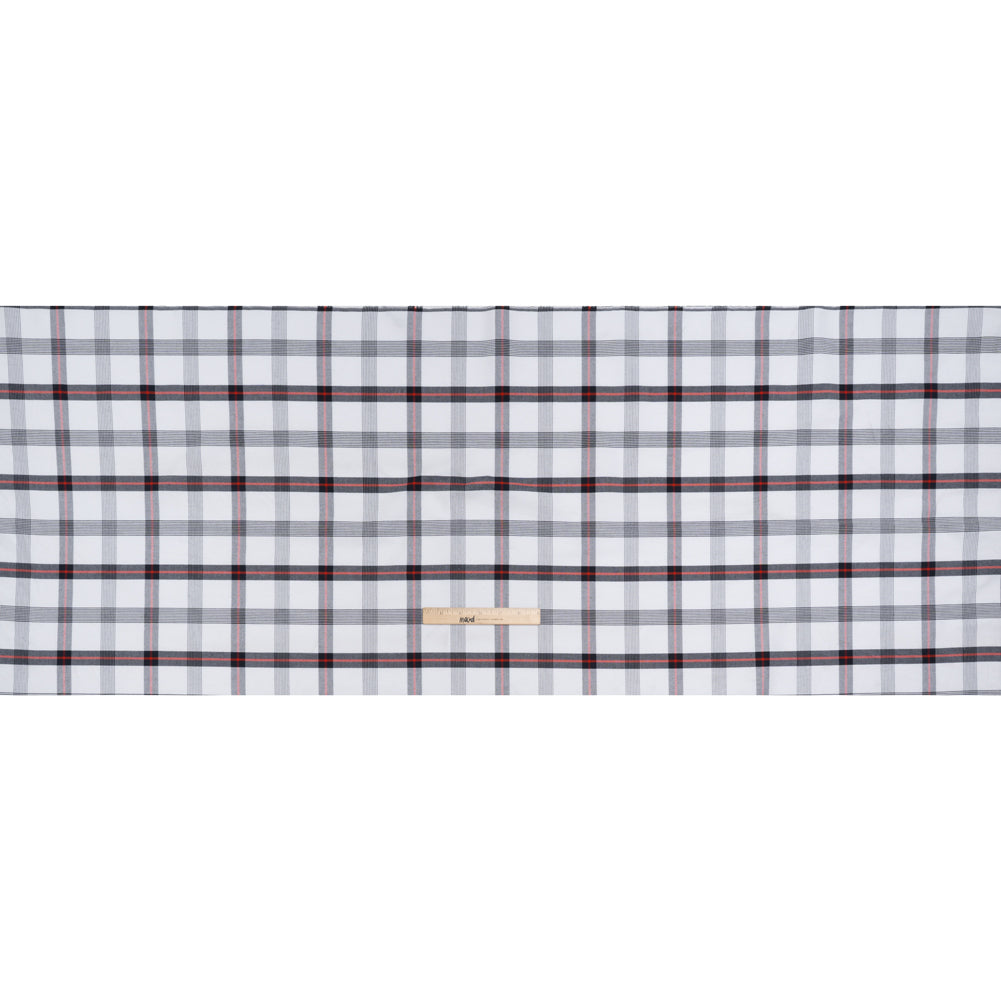 Cotton Oxford Shirting - Midnight Blue, Red and White Plaid - Deadstock - Full