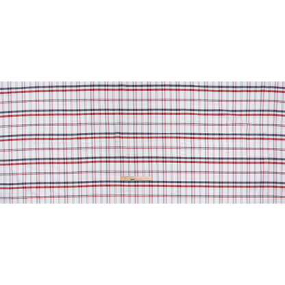 Cotton Oxford Shirting - Red, Navy and White Plaid - Deadstock