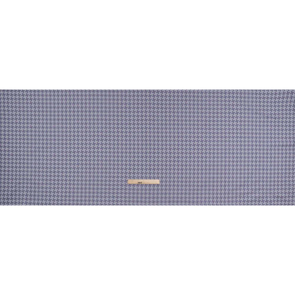 Cotton Twill Shirting - Dark Blue and White Geometric Pinwheels - Deadstock - Full