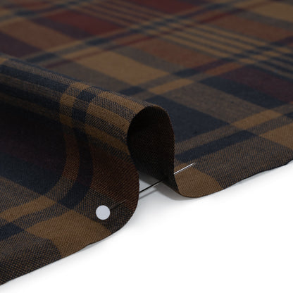 Homespun Cotton Shirting - Brown, Burgundy and Navy Plaid - Deadstock