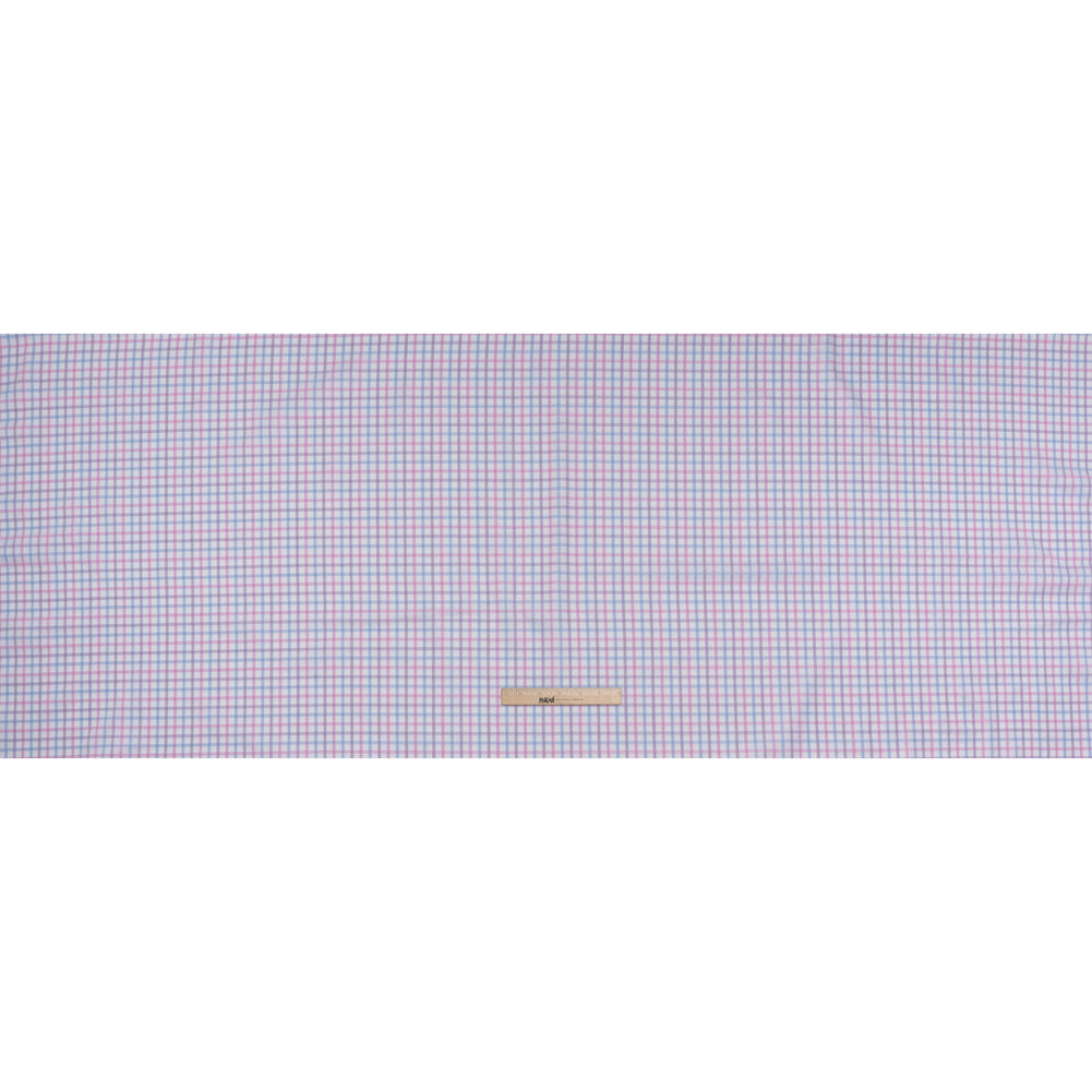 Cotton Twill Shirting - Baby Pink, Lavender and Light Blue Checks - Deadstock - Full