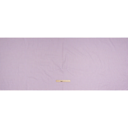 Cotton Twill Shirting - Light Purple, Peachy Orange and White Checks - Designer Deadstock