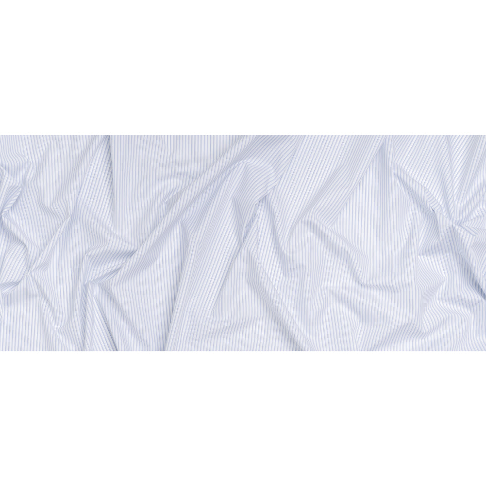 Cotton Shirting - Blue and White Shaded Stripes - Designer Deadstock - Full