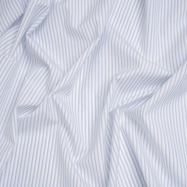 Cotton Shirting - Blue and White Shaded Stripes - Designer Deadstock