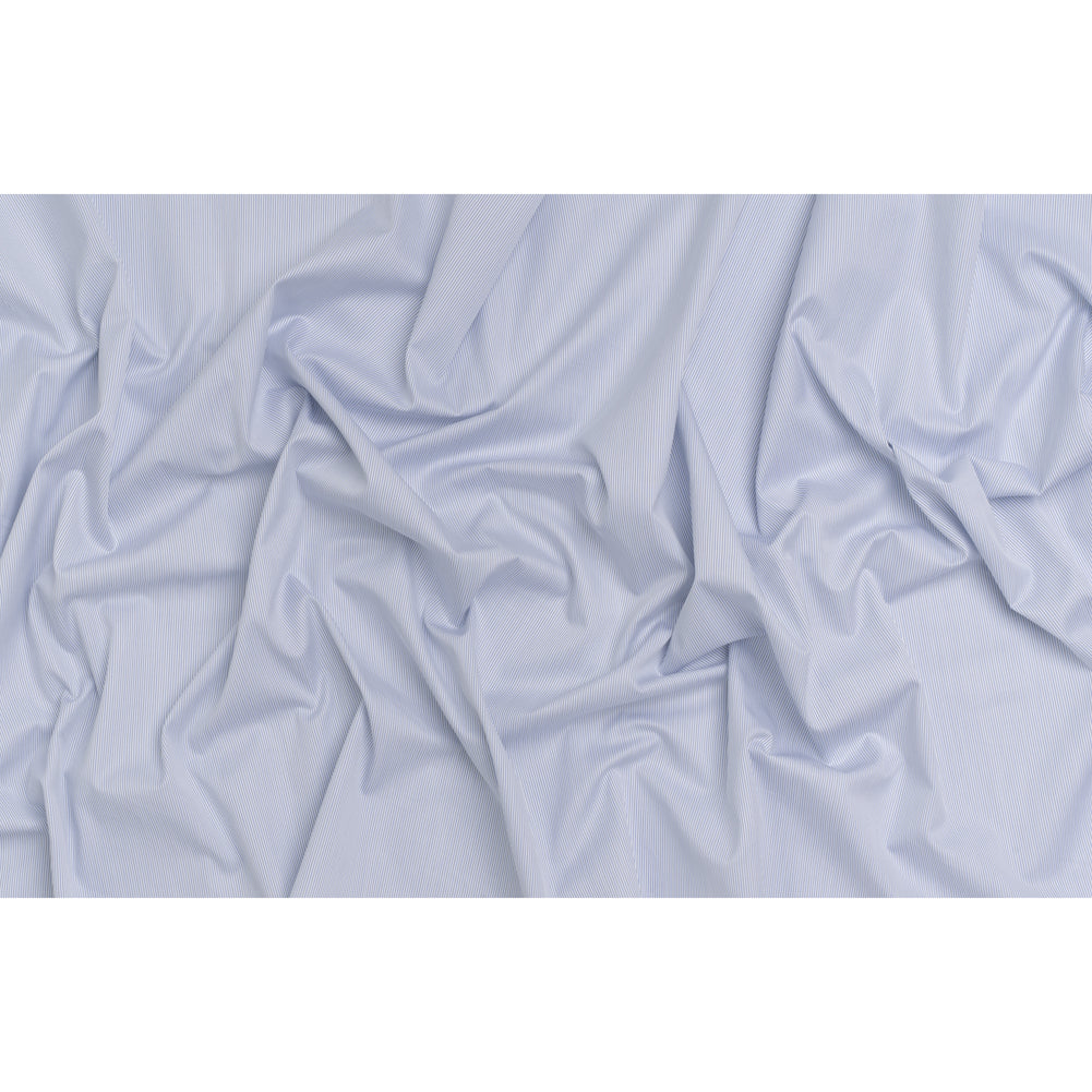 Cotton Dobby Shirting - White, Gray and Blue Rope Stripes - Deadstock Full