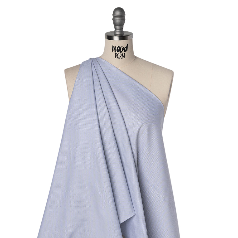 Cotton Dobby Shirting - White, Gray and Blue Rope Stripes - Deadstock Drape
