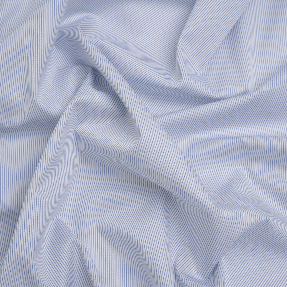 Cotton Dobby Shirting - White, Gray and Blue Rope Stripes - Deadstock