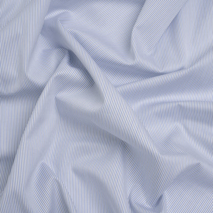 Cotton Dobby Shirting - White, Gray and Blue Rope Stripes - Deadstock