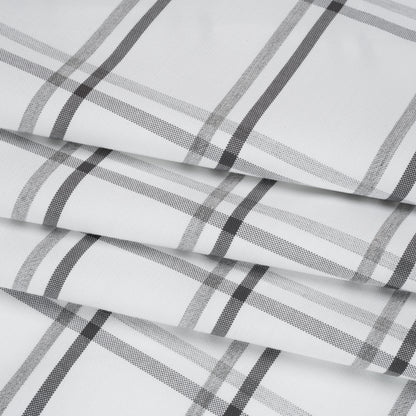 Cotton Oxford Shirting - Charcoal, Light Gray and White Plaid - Deadstock Folded