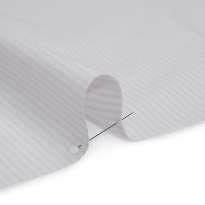 Cotton Oxford Shirting - Pale Pink and White Candy Stripes - Deadstock