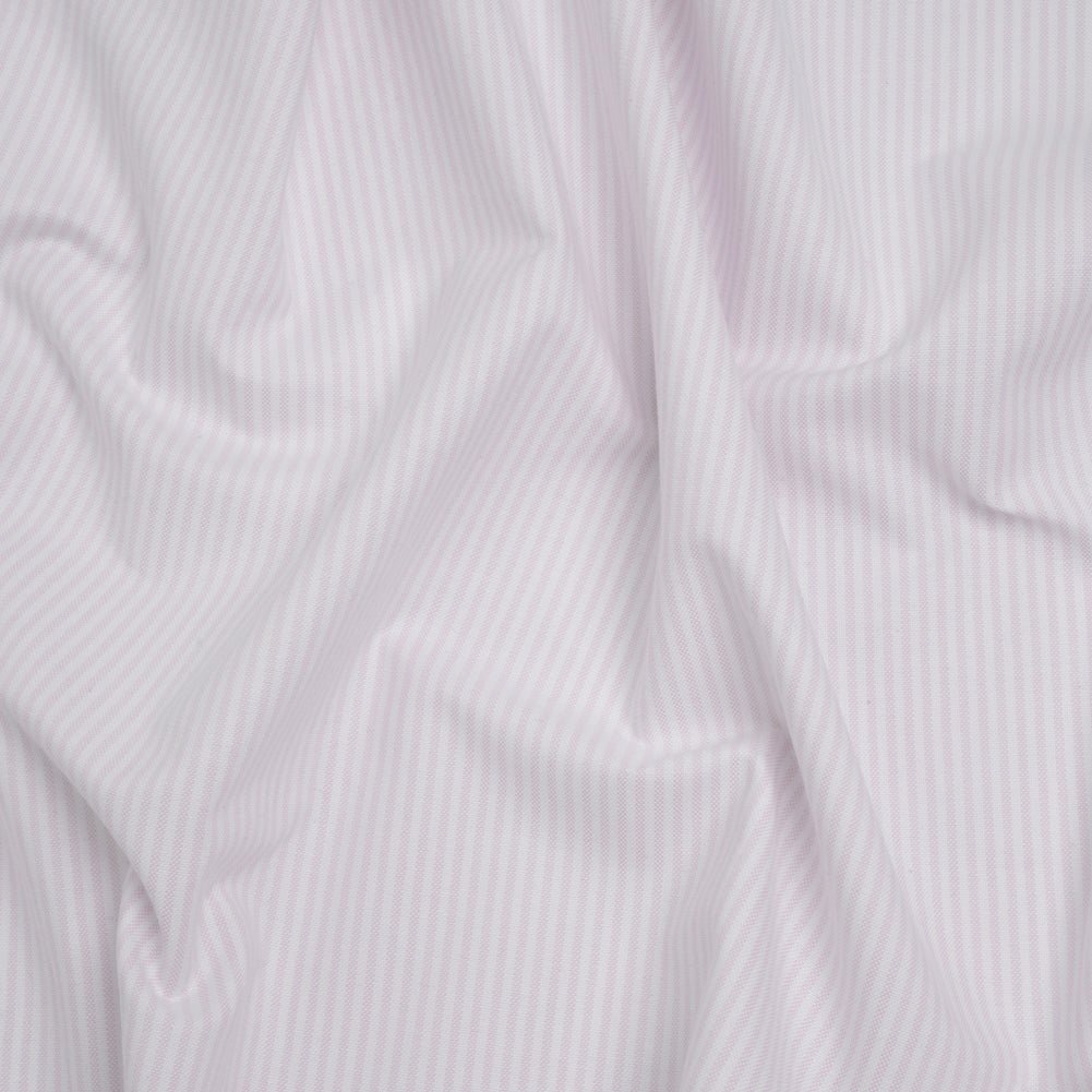 Cotton Oxford Shirting - Pale Pink and White Candy Stripes - Deadstock