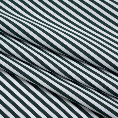 Cotton Shirting - Dark Pine Green and White Candy Stripes - Deadstock