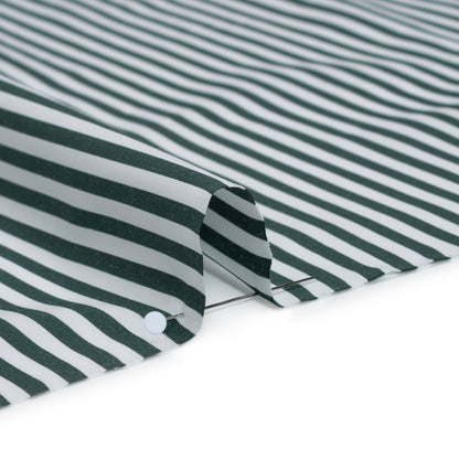Cotton Shirting - Dark Pine Green and White Candy Stripes - Deadstock