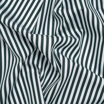 Cotton Shirting - Dark Pine Green and White Candy Stripes - Deadstock