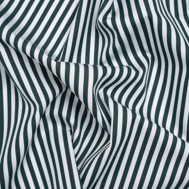 Cotton Shirting - Dark Pine Green and White Candy Stripes - Deadstock