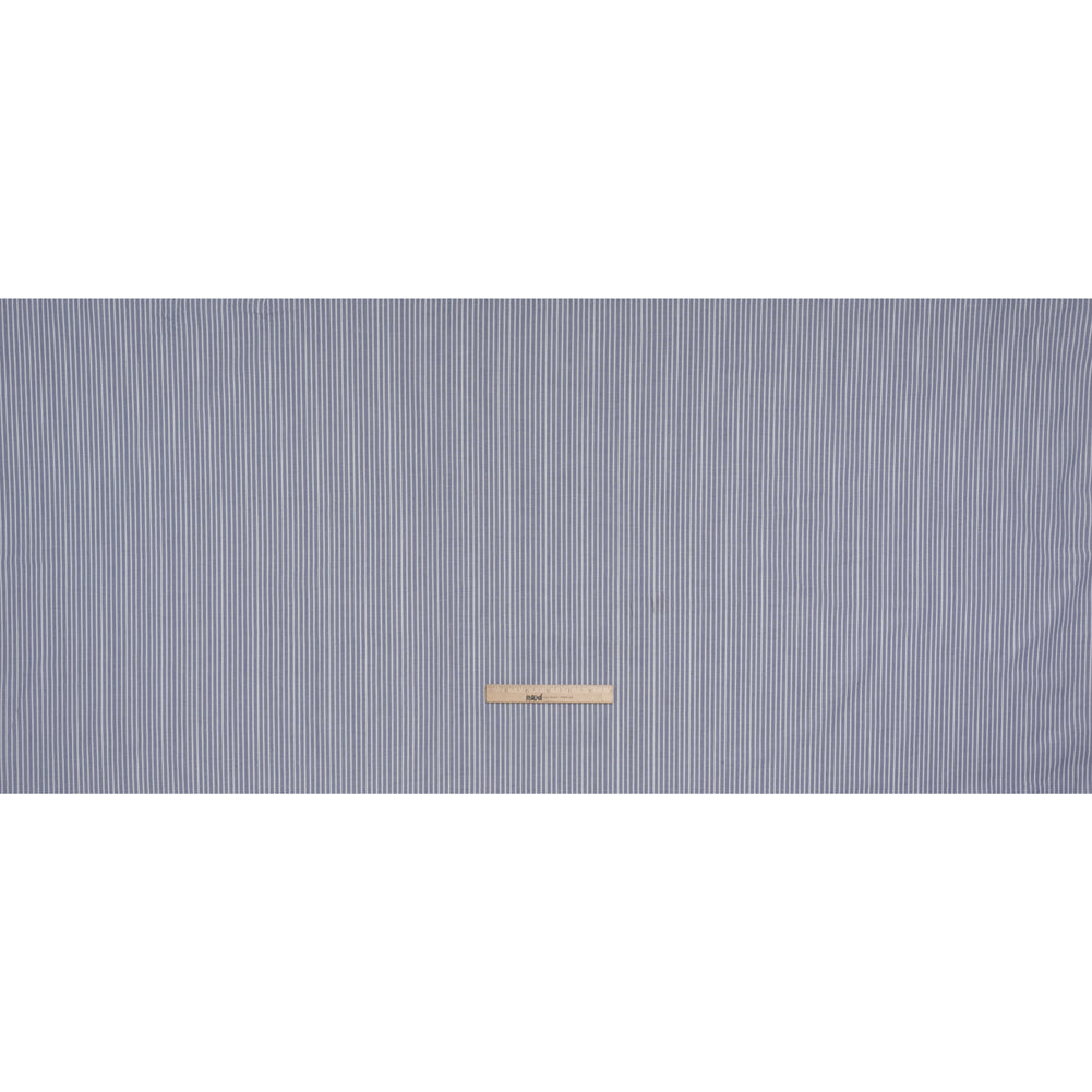 Cotton Oxford Shirting - Dark Blue and White Stripes - Designer Deadstock - Full