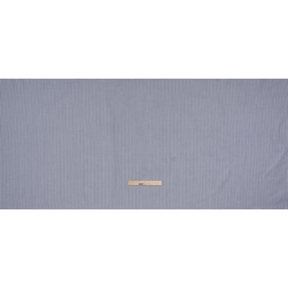 Cotton Oxford Shirting - Dark Blue and White Stripes - Designer Deadstock
