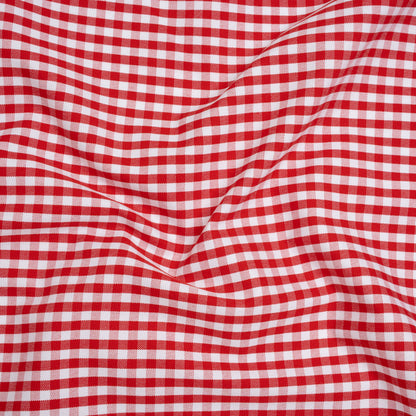Cotton Oxford Shirting - Red and White Gingham Checks - Deadstock