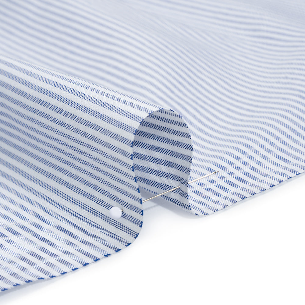 Cotton Oxford Shirting - Blue and White Candy Stripes - Deadstock - Detail