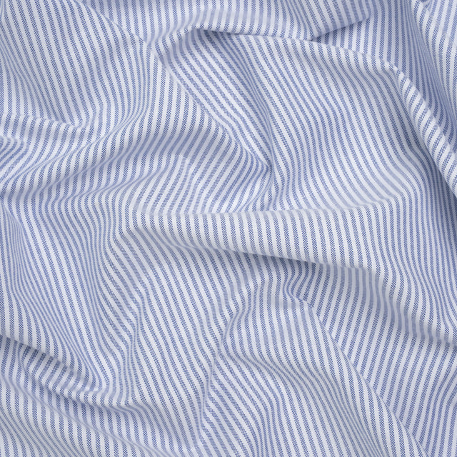 Cotton Oxford Shirting - Blue and White Candy Stripes - Deadstock