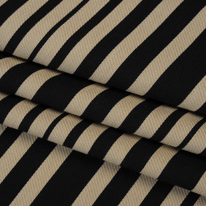 Textured Rayon Twill by Trina Turk - Beige and Black Barcode Stripes - Designer Deadstock