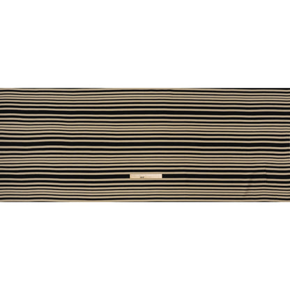 Textured Rayon Twill by Trina Turk - Beige and Black Barcode Stripes - Designer Deadstock