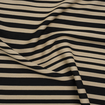 Textured Rayon Twill by Trina Turk - Beige and Black Barcode Stripes - Designer Deadstock