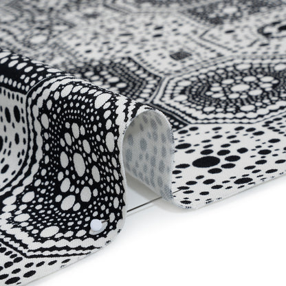Stretch Cotton Twill Print by Trina Turk - Black and White Spotted Tiles - Designer Deadstock