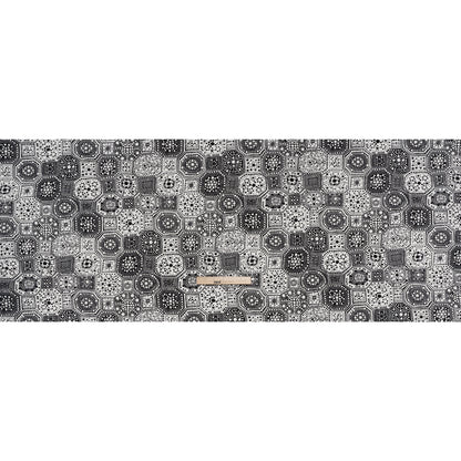 Stretch Cotton Twill Print by Trina Turk - Black and White Spotted Tiles - Designer Deadstock