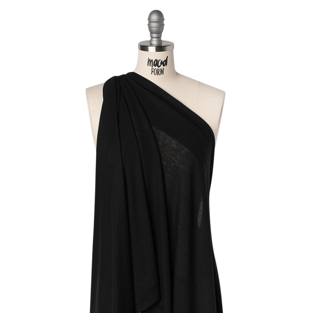 Stretch Rayon Sweater Jersey - Black - Deadstock - Drape