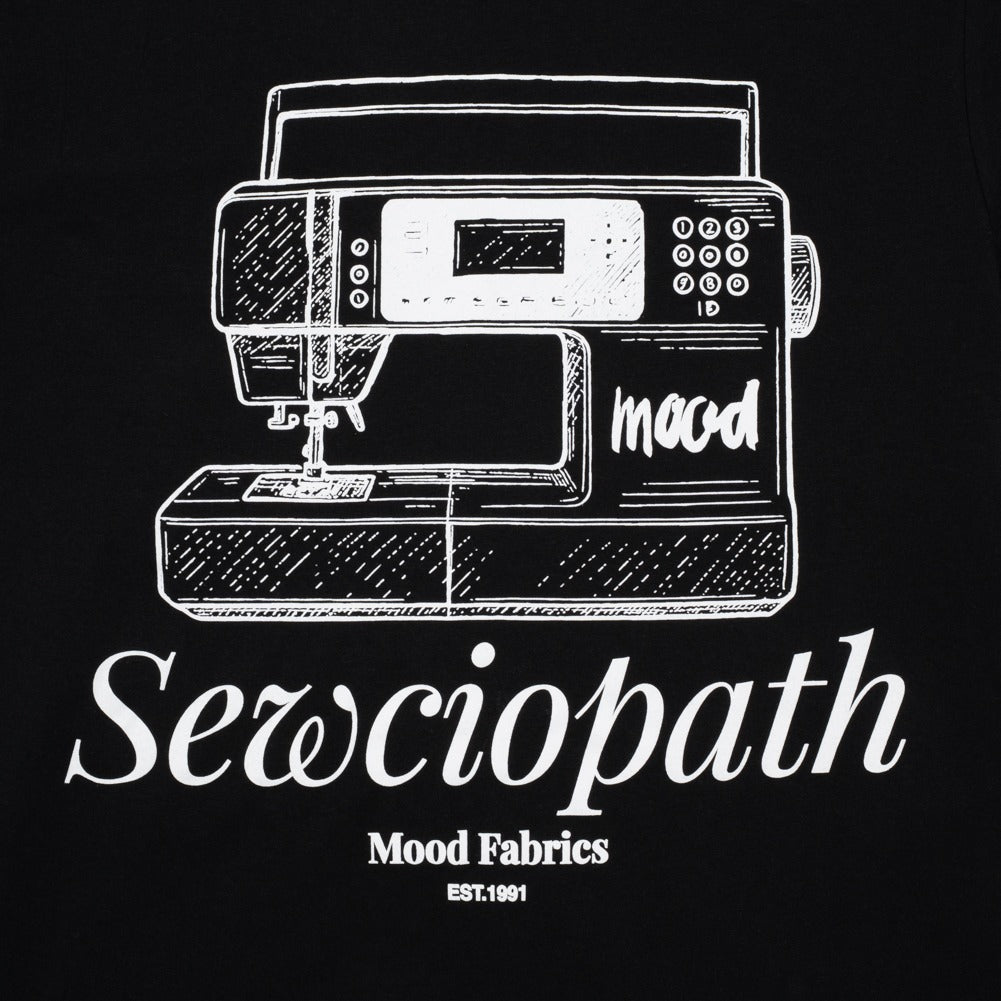 Mood T-Shirt - Unisex Crew Neck - Black Sewciopath Sewing Machine - Folded