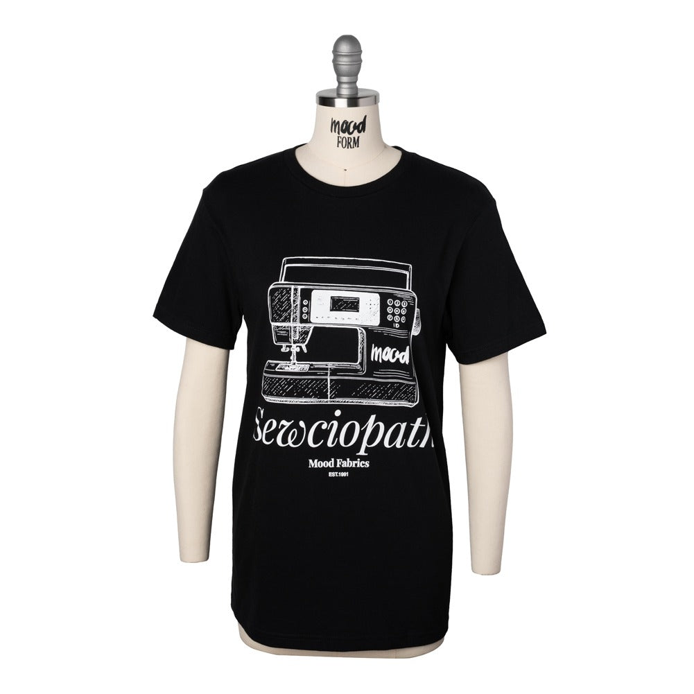 Mood T-Shirt - Unisex Crew Neck - Black Sewciopath Sewing Machine - Full