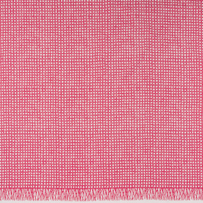 Textured Stretch Cotton Basketweave Panel by Trina Turk - Hot Pink and White Circle Grid and Printed Fringe Border - Designer Deadstock