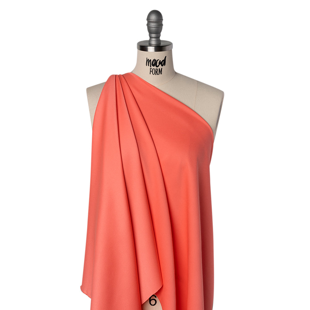 Satin Faced Polyester Crepe by Trina Turk - Coral Lily - Designer Deadstock - Drape