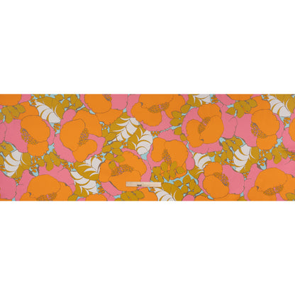 Stretch Cotton Broken Twill Print by Trina Turk - Pink, Orange and Sky Blue Floral - Designer Deadstock Full