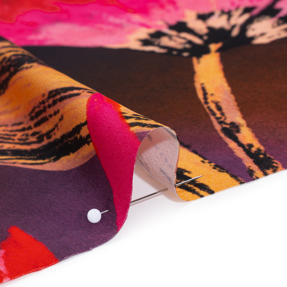 Polyester Satin - Hot Pink, Red and Black Big Flowers - Mood Exclusive Poppy Panorama Print - Detail