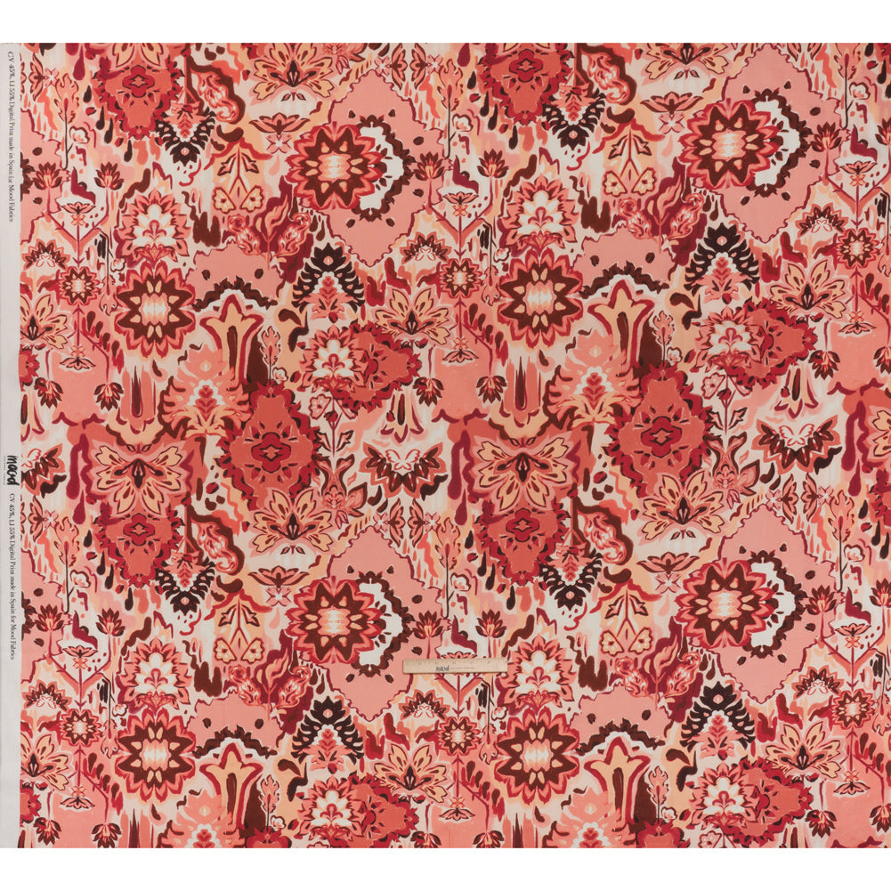 Linen and Rayon Woven - Pink, Peach and Pale Orange Almost-Geometric Floral - Mood Exclusive Fractured Flora Print - Full