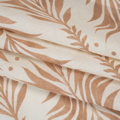 Linen and Rayon Woven - Beige and Cream Palm Leave Lines - Mood Exclusive Palm Parade Print