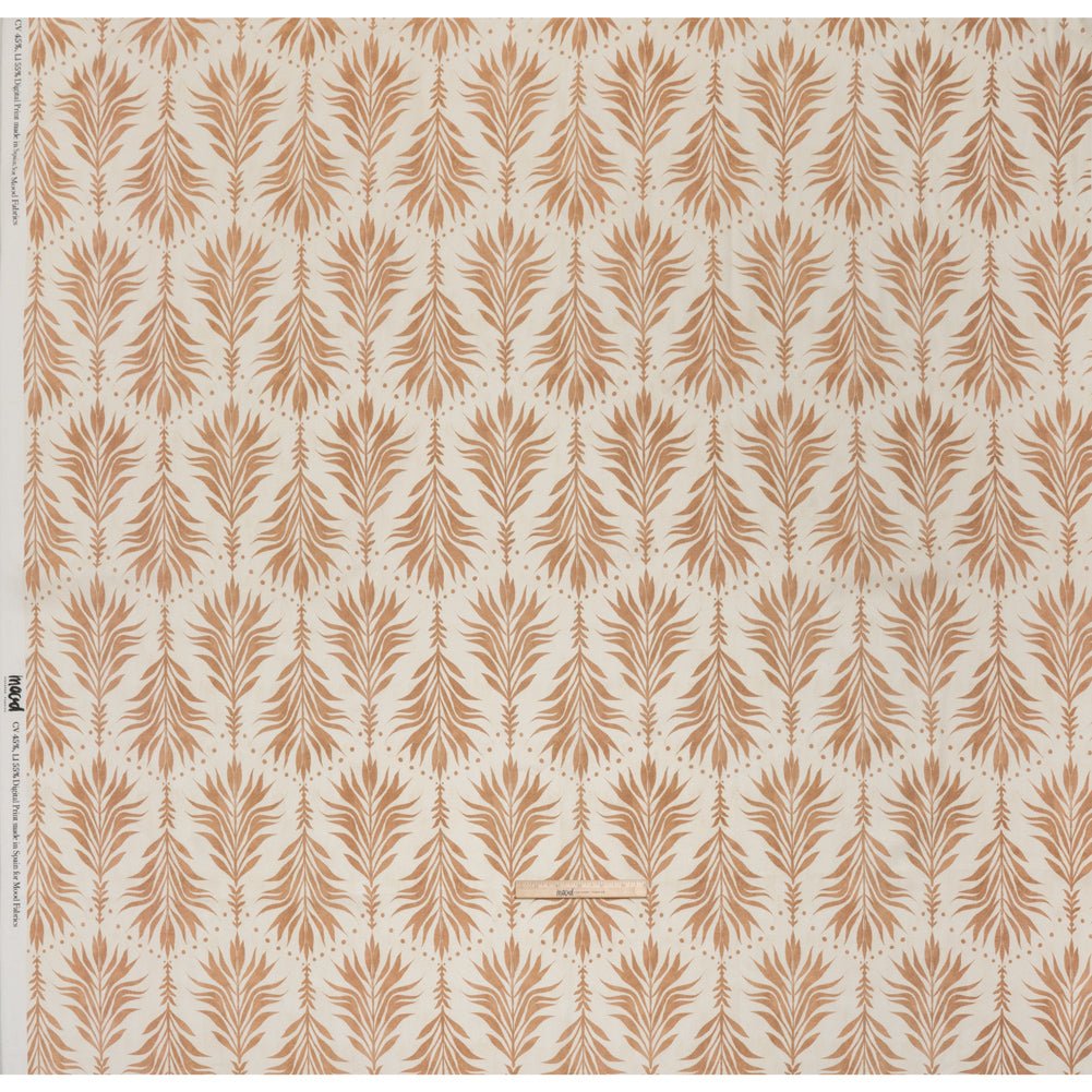 Linen and Rayon Woven - Beige and Cream Palm Leave Lines - Mood Exclusive Palm Parade Print - Full